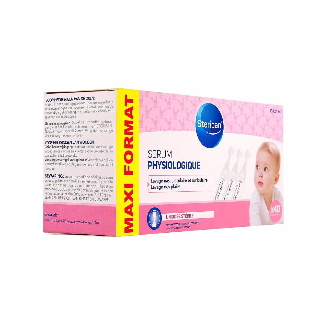 Sérum Physiologique Stérile Unidose 40 x 5 ml Lot de 3 Lavage Nasal Oculaire Auriculaire Nourrissons
