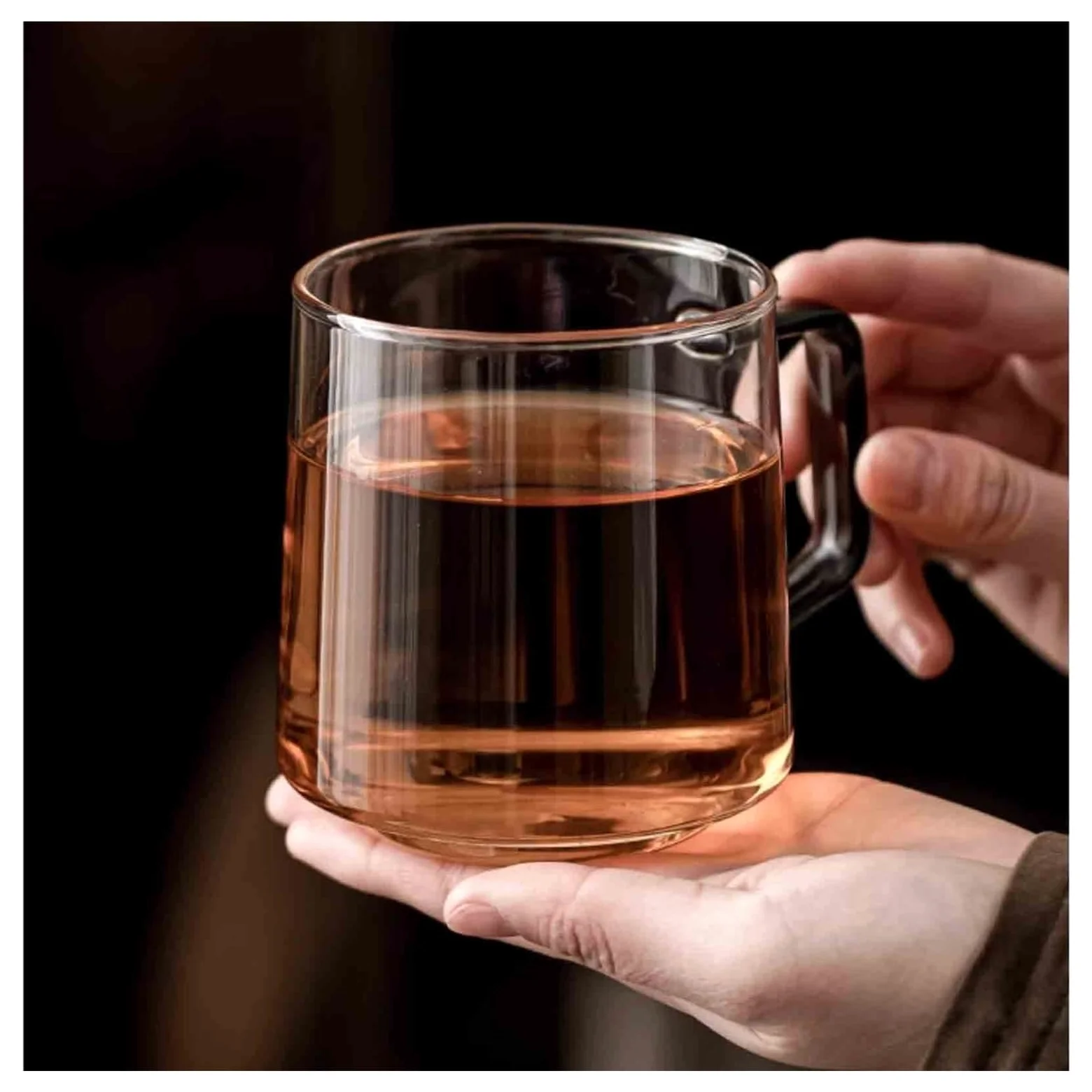 Tasses en verre Tasse à thé en verre avec infuseur et couvercle en céramique, 15,7 oz