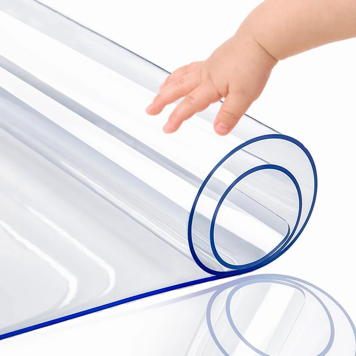 PoPoTo Version améliorée - Sous-main rectangulaire transparent - 40,6 x 243,8 cm - En plastique - PVC - Pour table d'appoint, table de chevet, commode, table de salle à manger