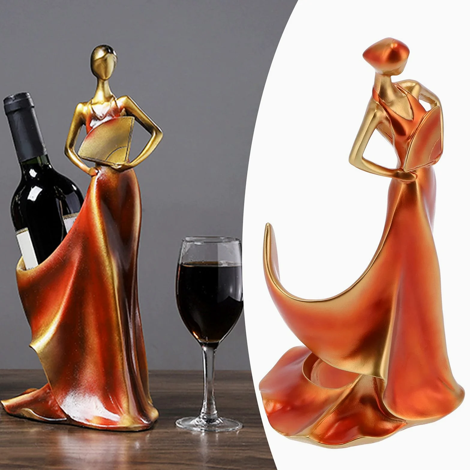 Porte-bouteille de vin de table élégant en forme de femme - Porte-bouteille décoratif pour cuisine, salon, salle à manger et bar - En résine