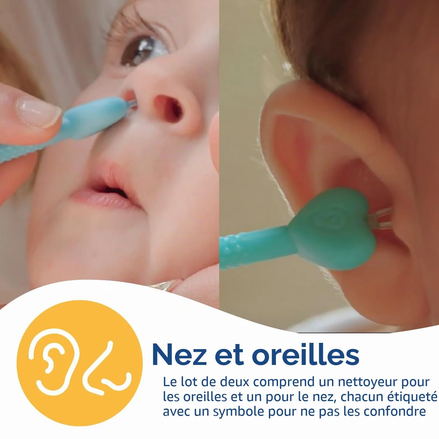 Nuby Dr. Talbot Nettoyeur de Nez et d'Oreilles Bébé Pack de 2 Vert Bleu