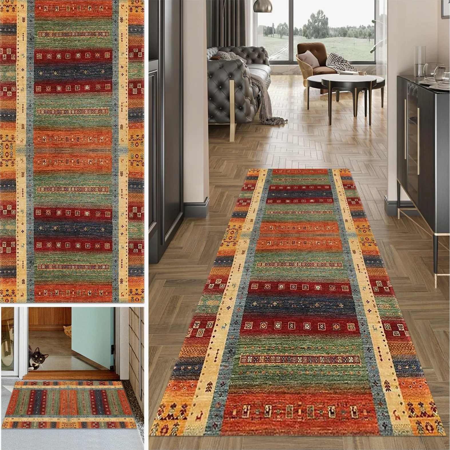 Tapis Cuisine Devant Evier Antidérapant 70 x 200 cm Tapis Salle De Bain Tapis Entree Interieur Long Tapis de Cuisine Lavable en Machine Tapis de Passage pour Cuisine Couloir Passage