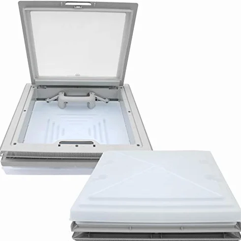 Lucernario MPK, 40 x 40 cm + store et moustiquaire, pour caravane, roulotte, bateau, gris