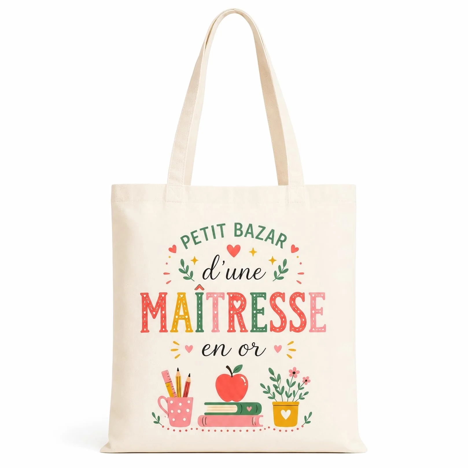 Tote Bag Cadeau Maîtresse d'École Original Joyeux Noël Sac Cabas Fin d'Année