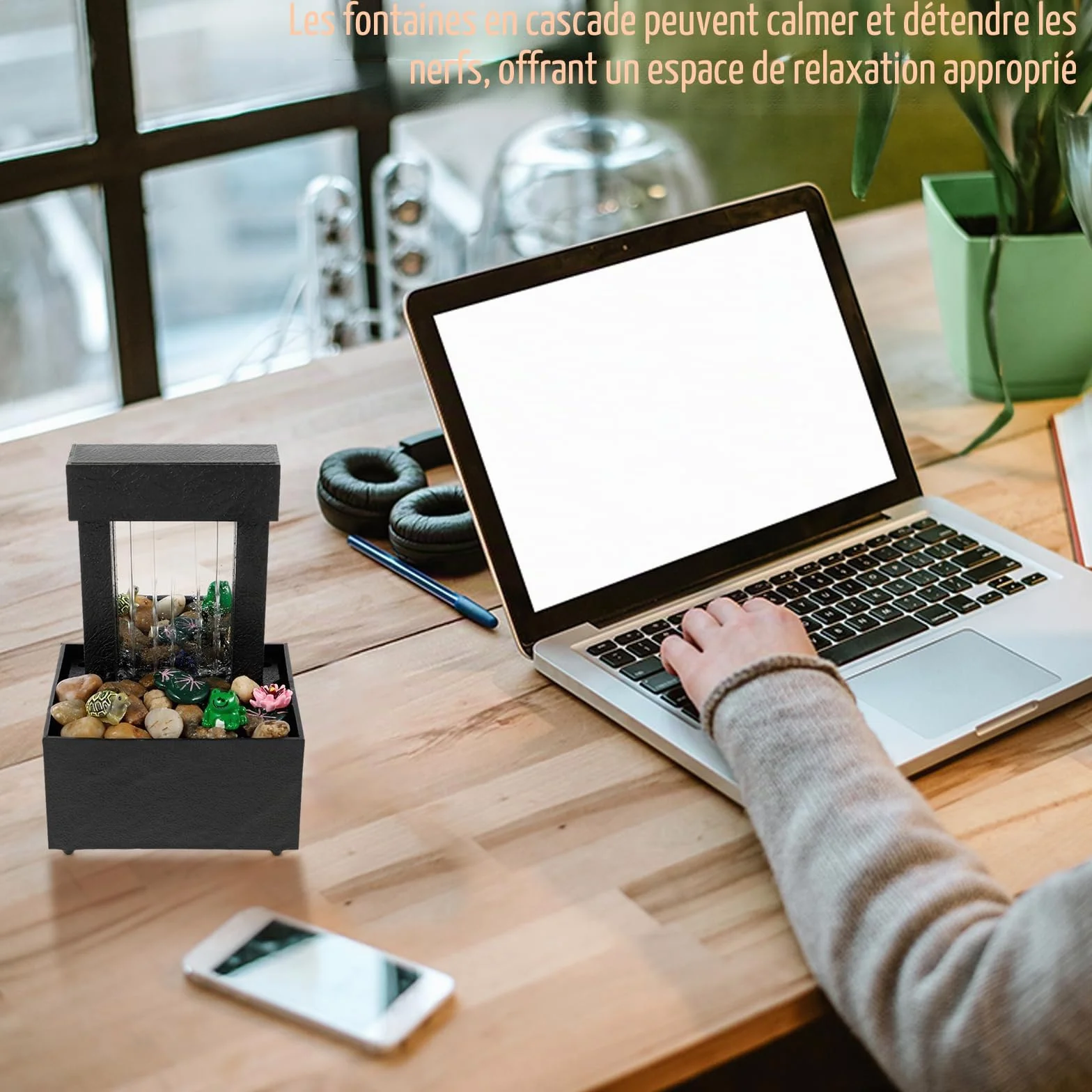 Fontaine de table mini fontaine à eau d'intérieur avec lumière USB décoration de bureau