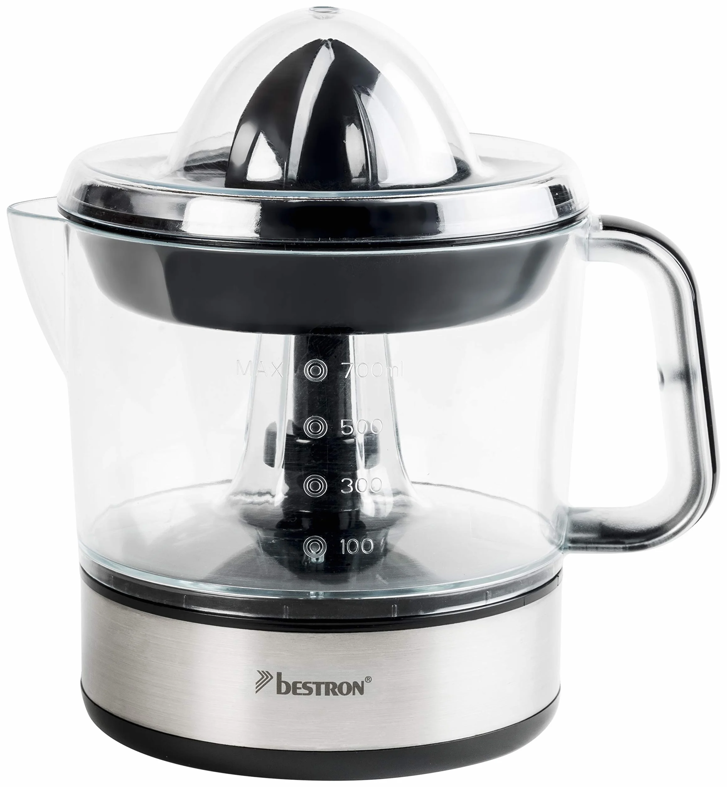 Bestron Presse-agrumes électrique 0.7 L Argent avec 2 cônes