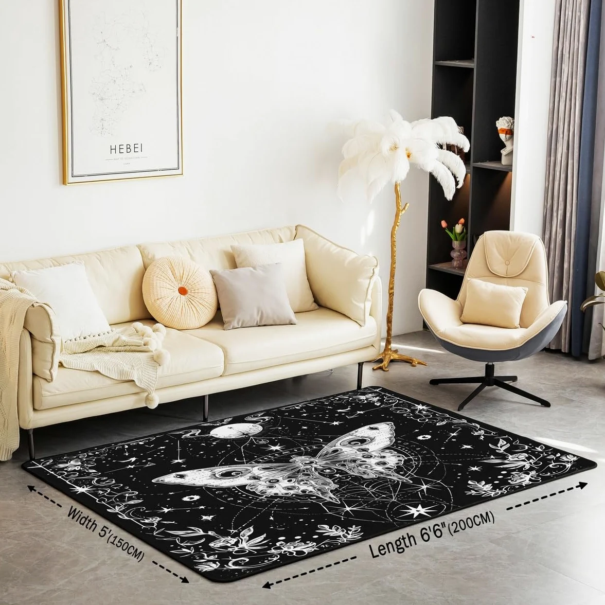 Homemissing Tapis de salon motif soleil et lune - 100 x 150 cm - Style bohème - Pour enfants et adultes - Motif galaxie - Astrologie - Tapis décoratif d'intérieur