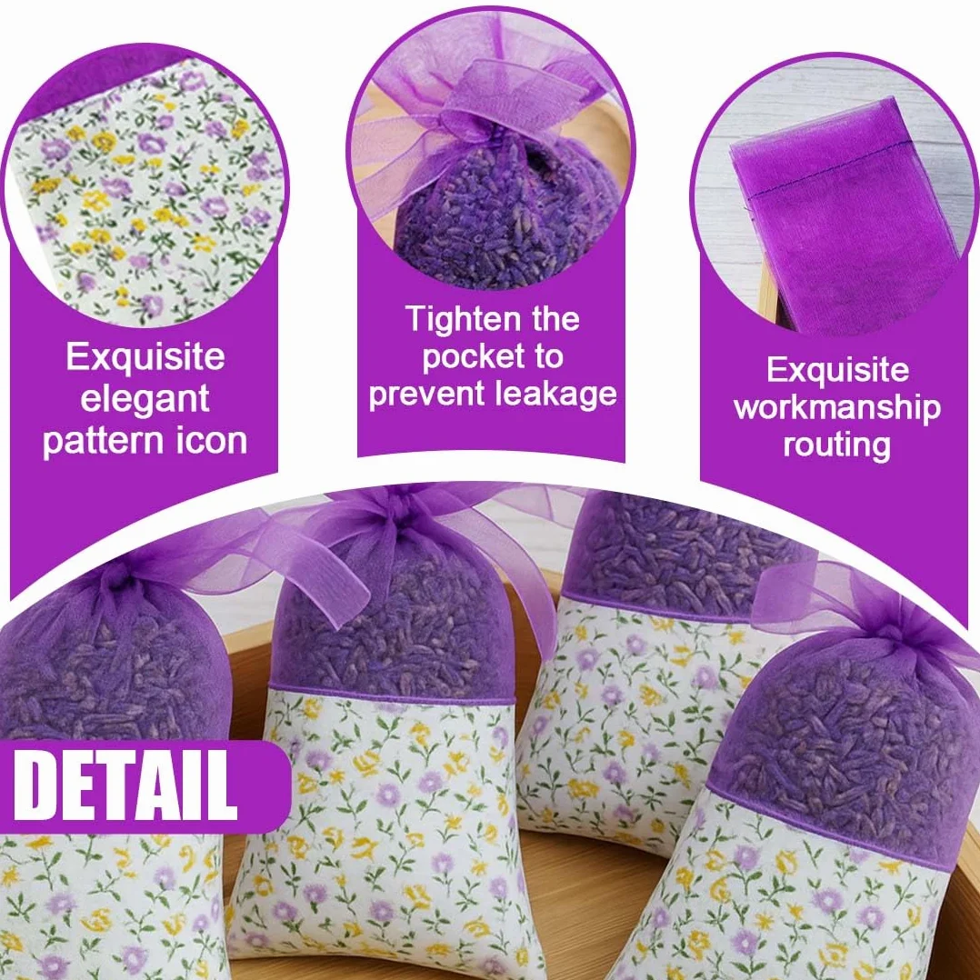 Sachets Lavande Vide Lot 20 Pièces Coton Organza Cordon Serrage Tissu Épices Herbes Armoires