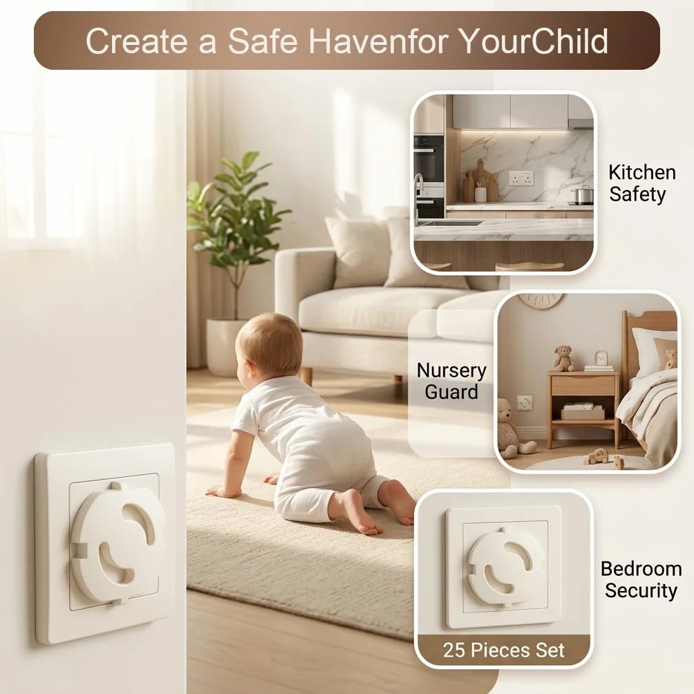 Cache-prises pour enfants - Protection contre les chocs électriques - Lot de 25 - Installation facile