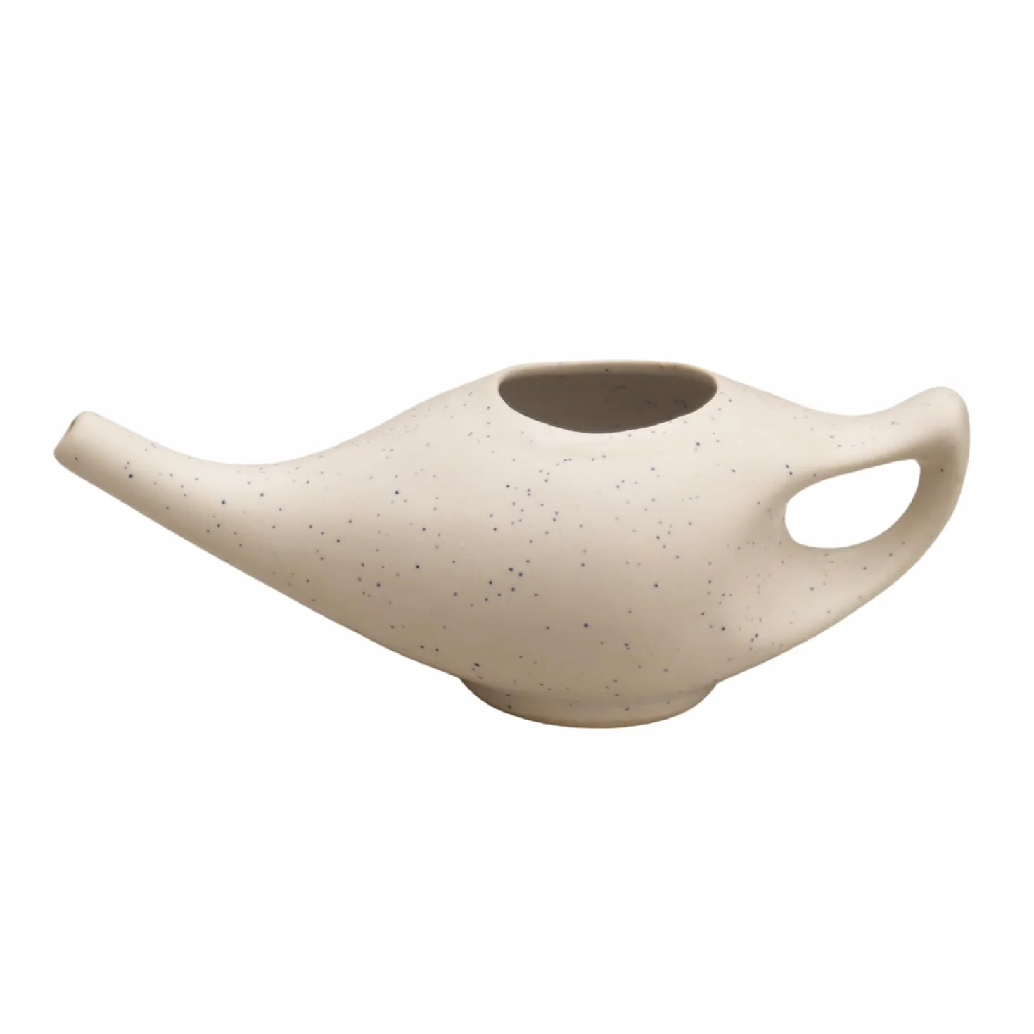 Neti Pot En Céramique Pour Nettoyage Nasal Craquelé Ivoire Avec 10 Sachets De Sel De Neti