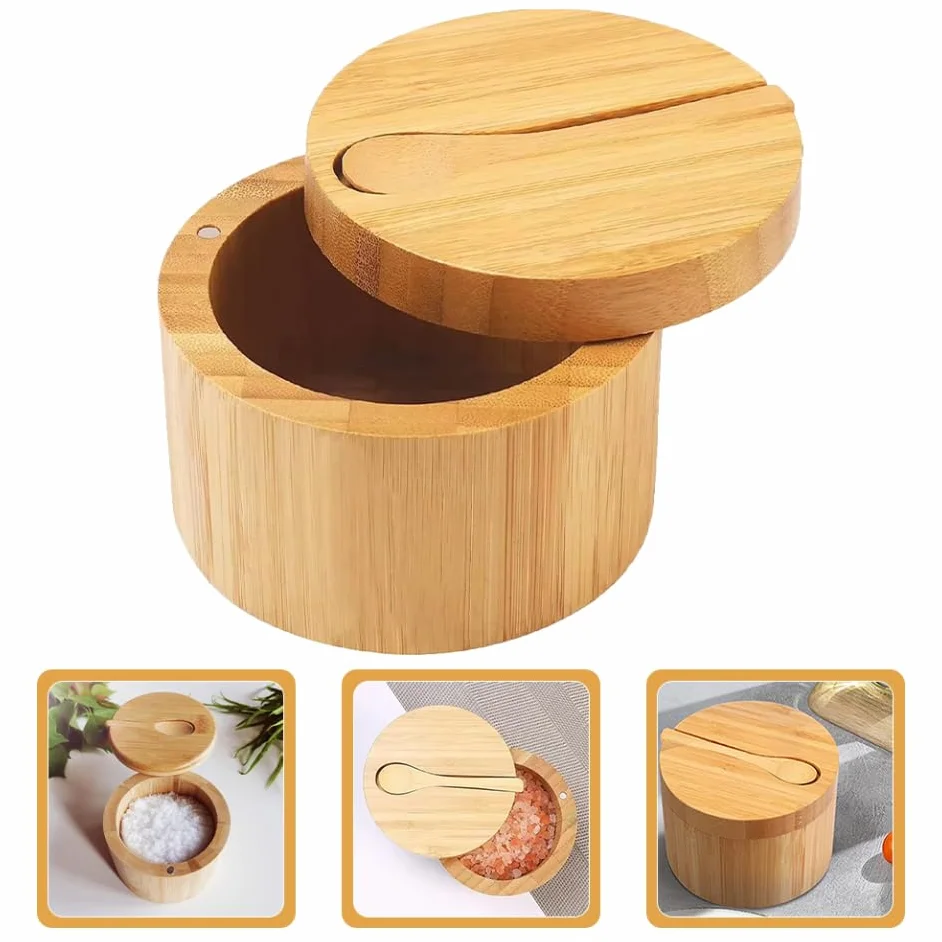 MAGICLULU Boîte à Condiment avec Couvercle Récipient à Épices Rond pour Sel et Poivre