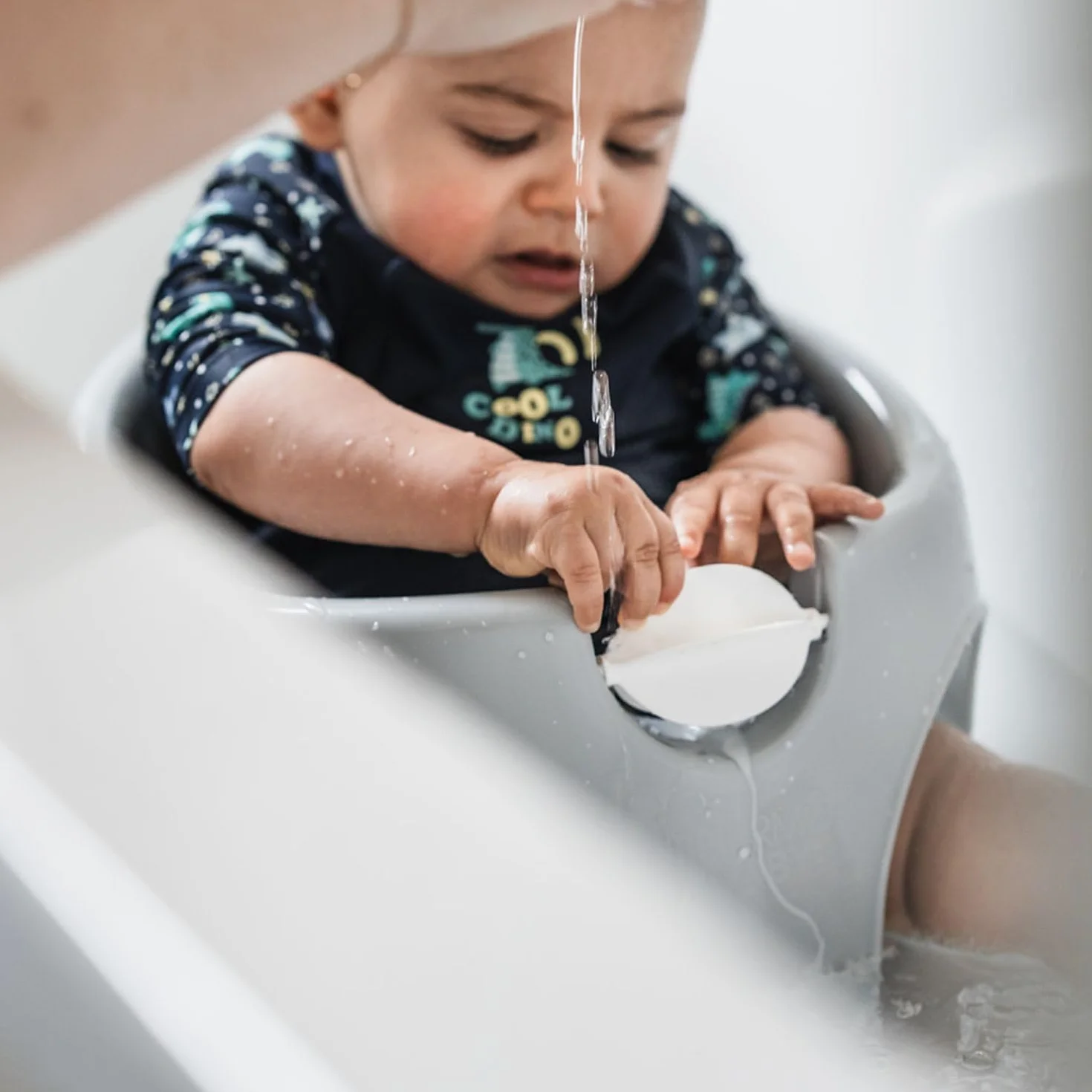 Anneau THERMOBABY de bain enfant AQUAFUN Transat Gris Jouet blanc