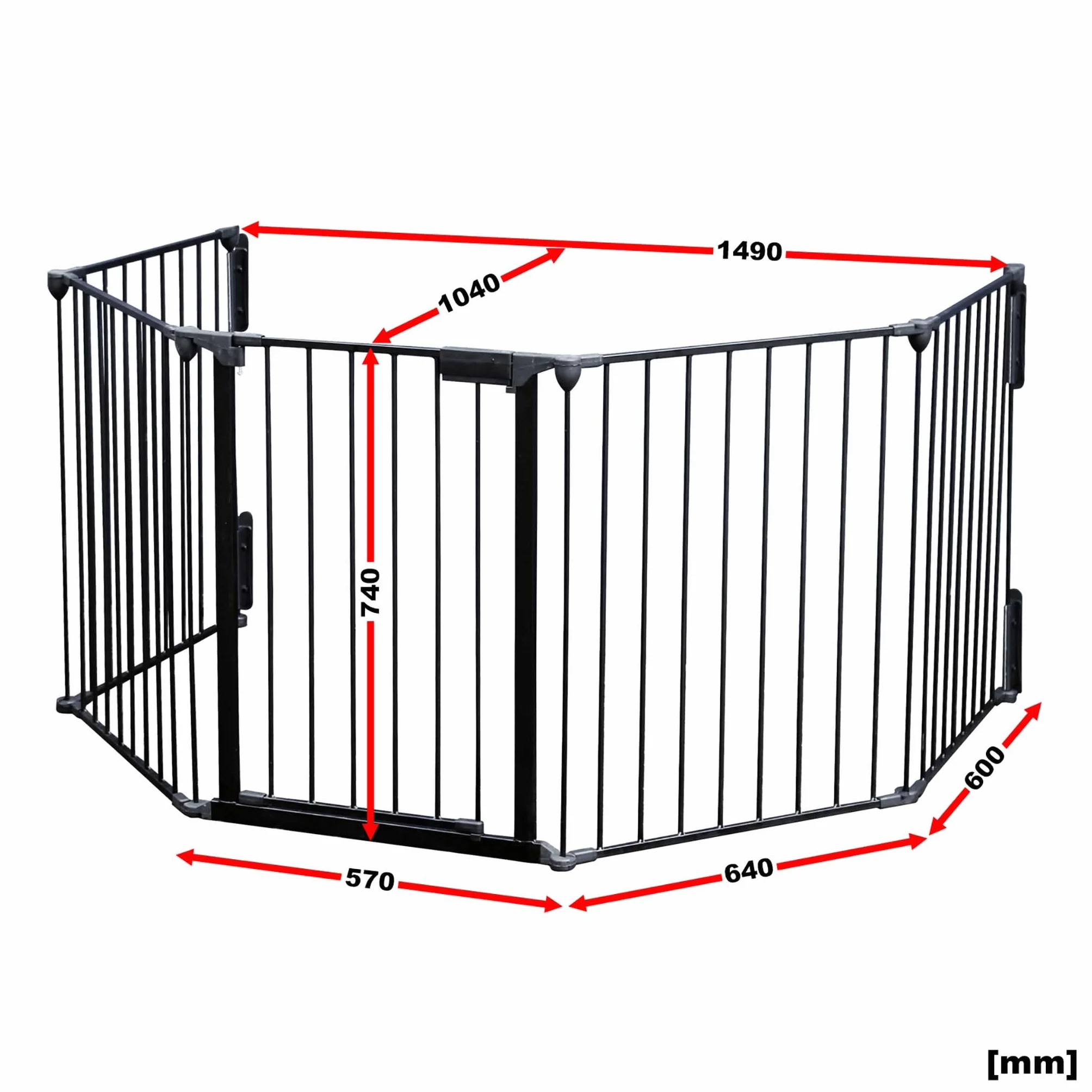Wiltec Barrière de Protection Cheminée XL 3100x650x750 mm Noir Acier Grille Pare-feu Sécurité Enfant