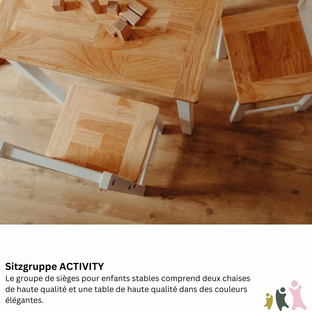 Geuther Ensemble Table et 2 Chaises pour Enfant Bois Haute Qualité Design Ergonomique Durable