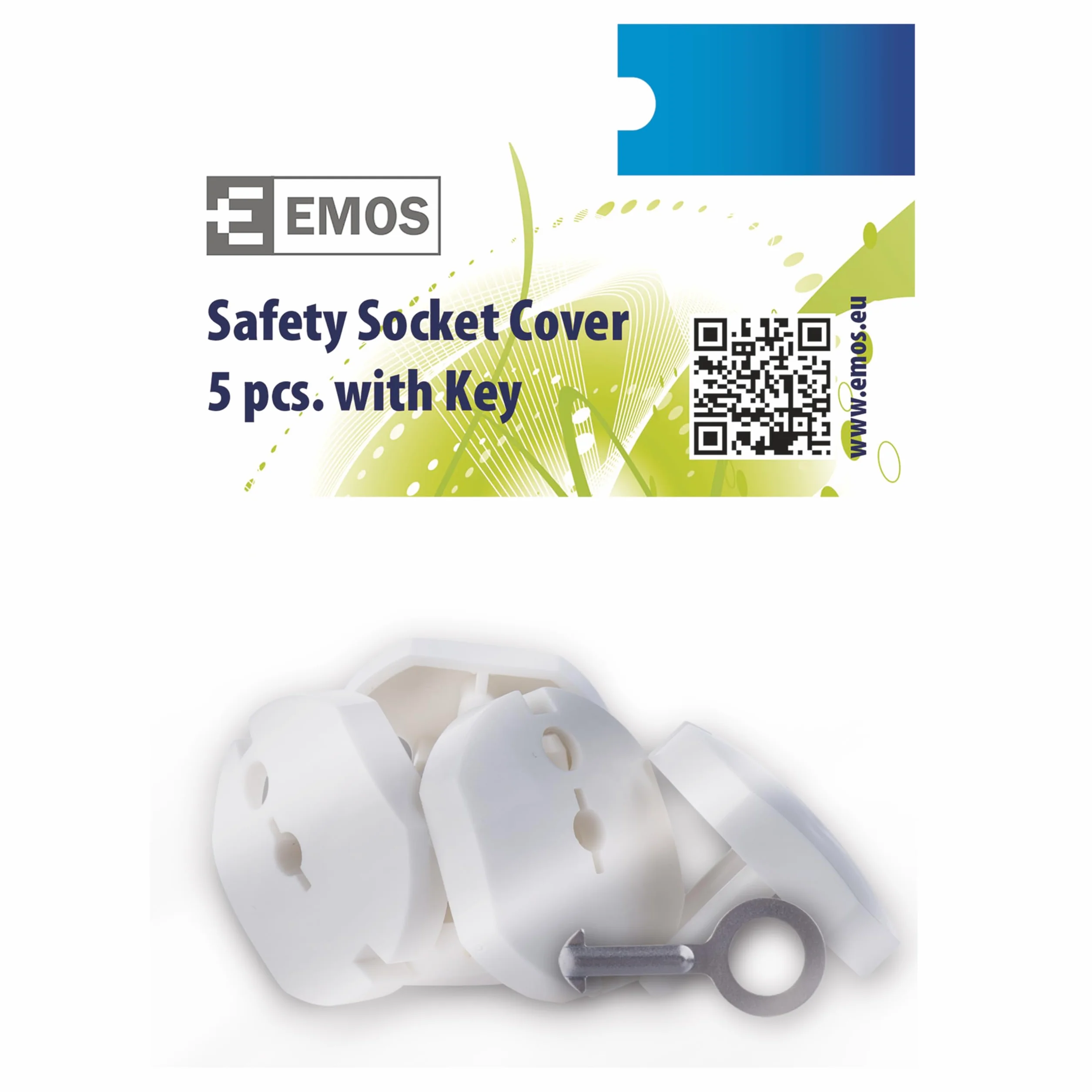 EMOS Cache-prises avec clé 5 pièces Protection blanche