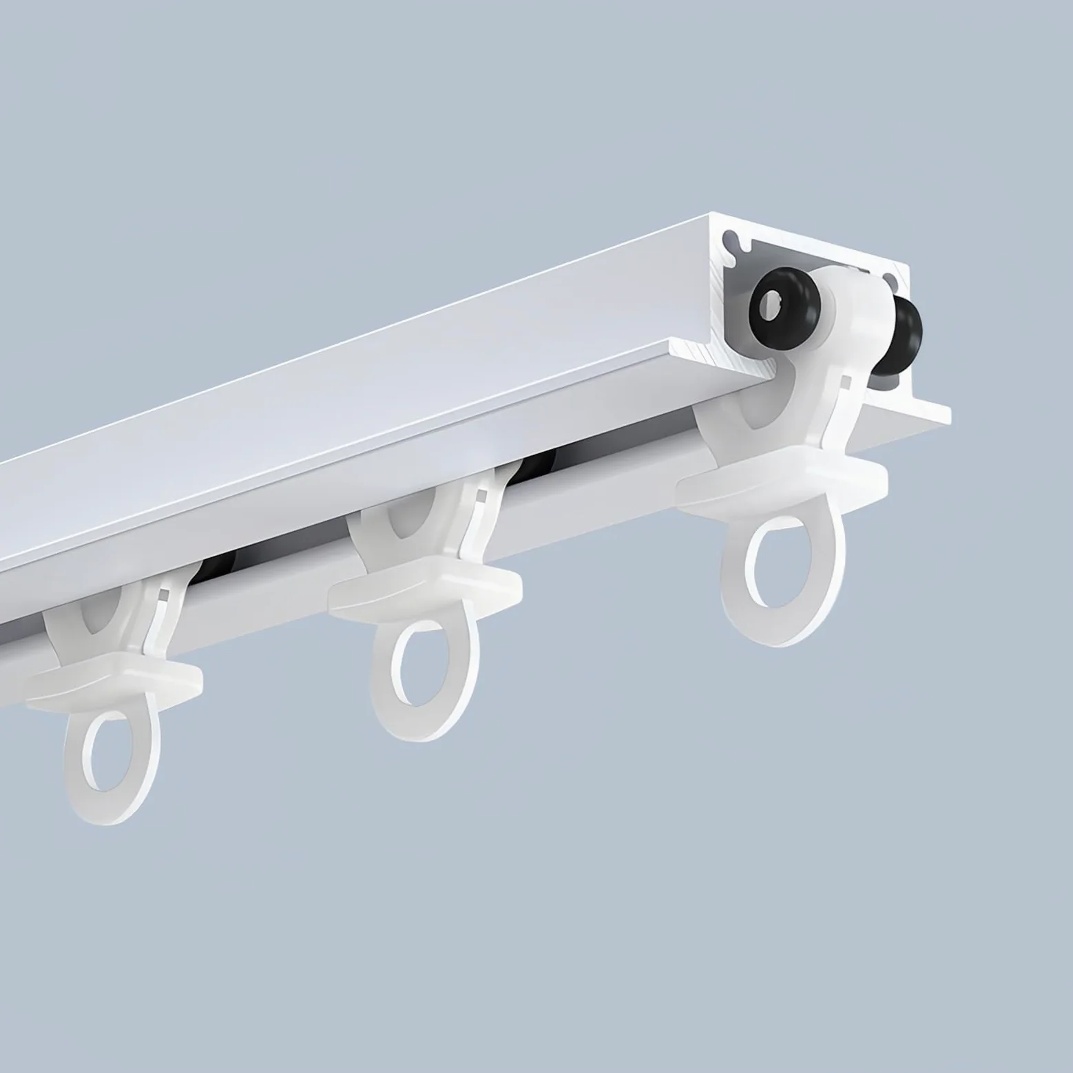 Rail Rideaux Invisible Encastré, Rail De Rideau Robustes Avec Silencieuses Roulettes, Rail De Plafond En Aluminium Pour Séparation De Pièce De 70 À 600 Cm(White,6.0FT/180CM)