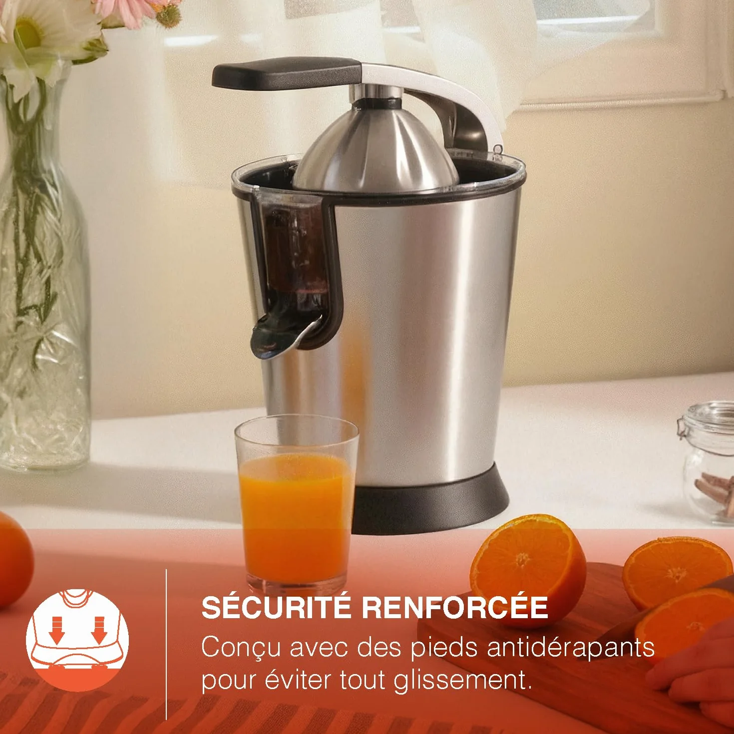 H.Koenig Presse-agrumes électrique professionnel AGR80, inox, 160W, Argent