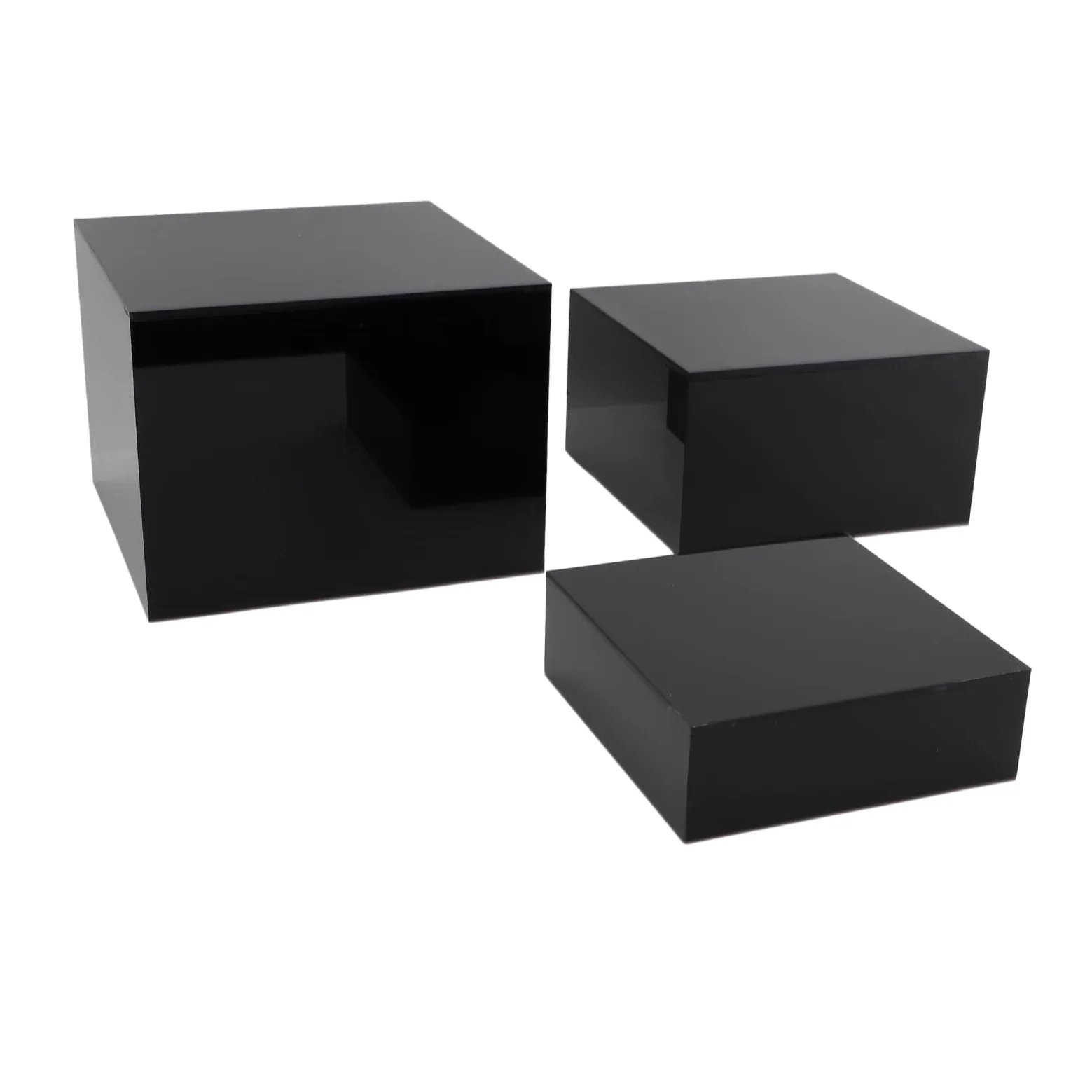 ZJchao Présentoirs à Dessert en Acrylique, 3 pièces Présentoirs élévateurs en acrylique nidification cubique Presentoir Aperitif Buffet Cube pour Table à desserts Tables de Buffet aliments (Noir)