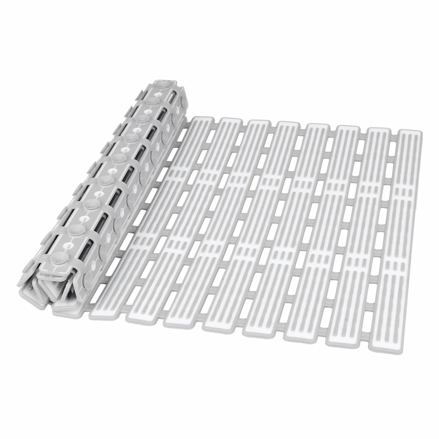 Tapis de Baignoire Antidérapant 90x40cm PVC Sans BPA & Latex Gris-Blanc