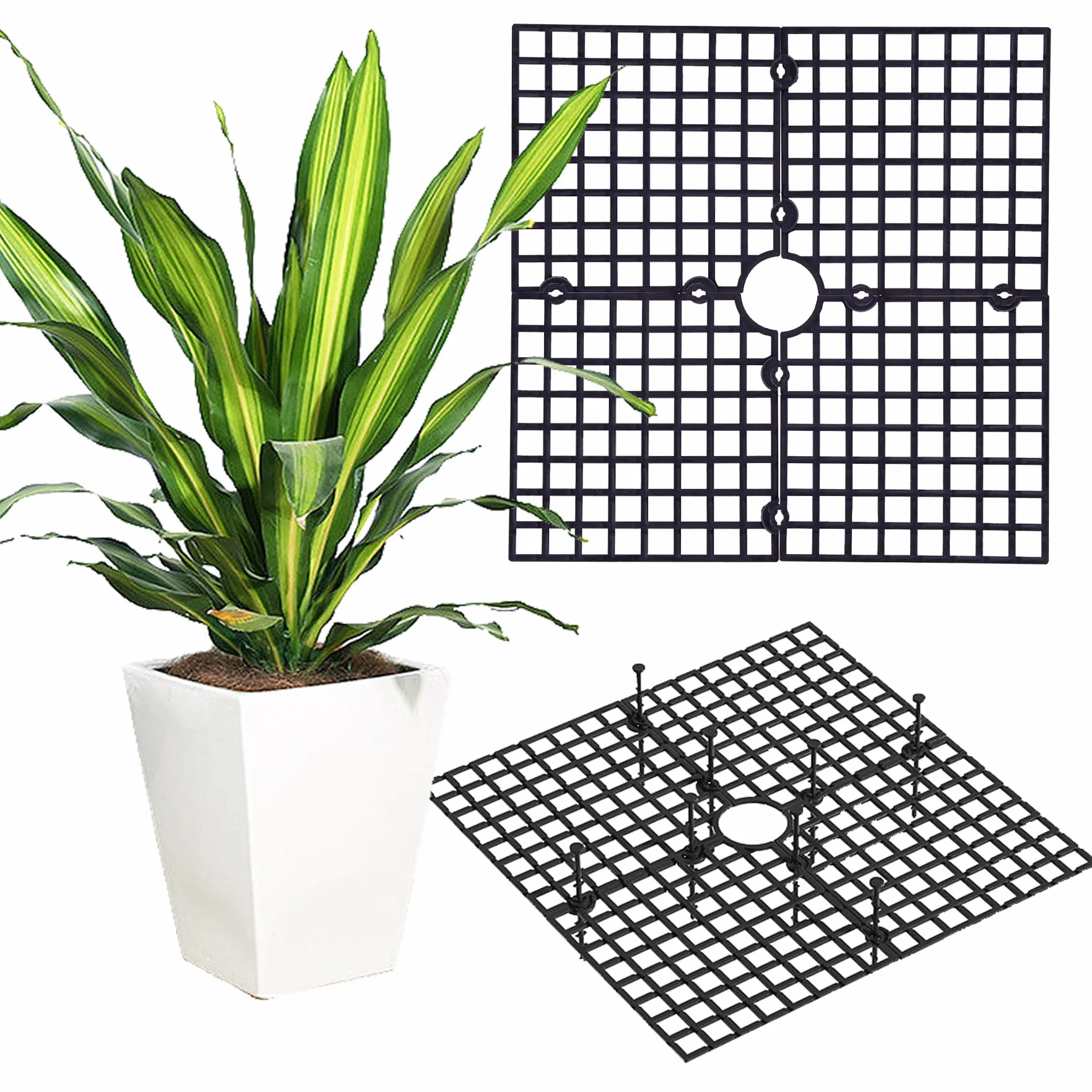 Lot de 2 grilles de protection pour pots de fleurs 30 x 30 cm carrée