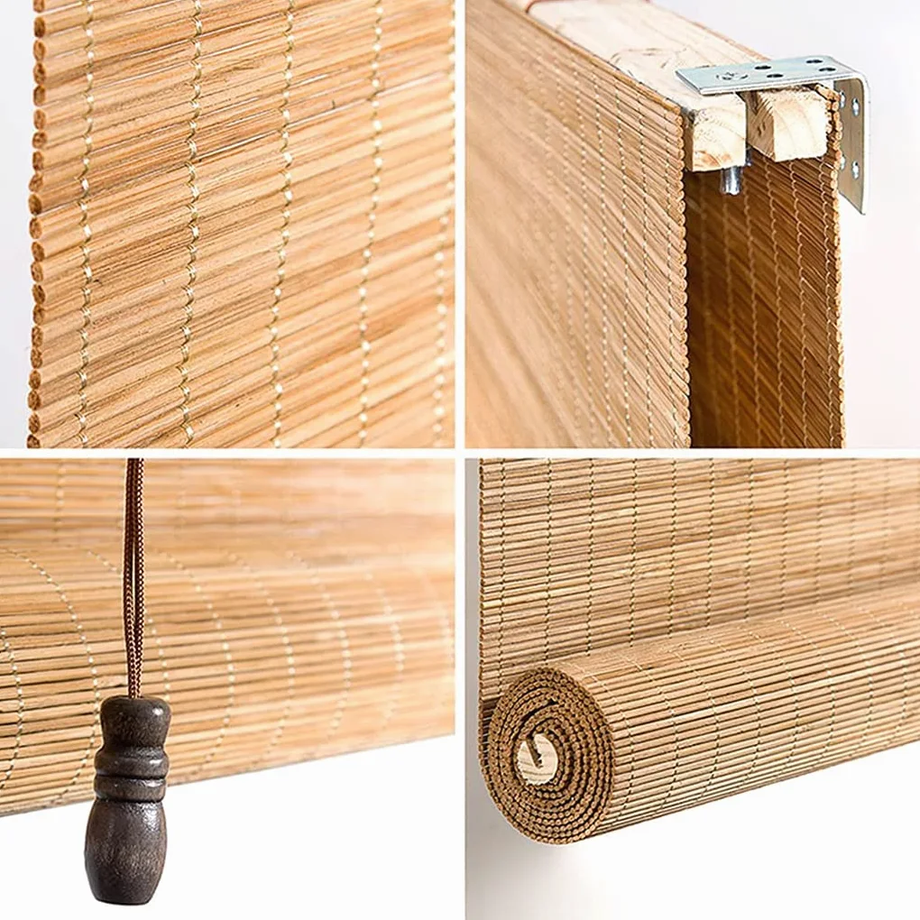 Store Enrouleur en Bambou Taux de Shading 65% Stores À Rouleaux Romains Rideau filtrant la lumière Stores Venitien Volets Protection de la Vie privée (100 x 240 cm)