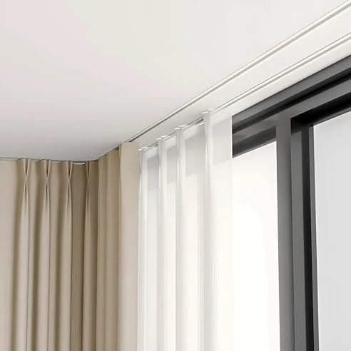 Rail de rideau de plafond encastré – Tringle cachée pour séparateurs de pièce et solutions d'intimité Montage au plafond lisse Design parfait pour la maison et le bureau