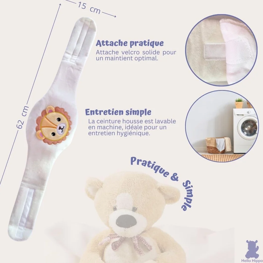 Hello Hippo Bouillotte Noyaux de Cerise Bébé Ceinture Chauffante Anti-Colique Nourrisson, Micro-Ondes ou Four, Lavable