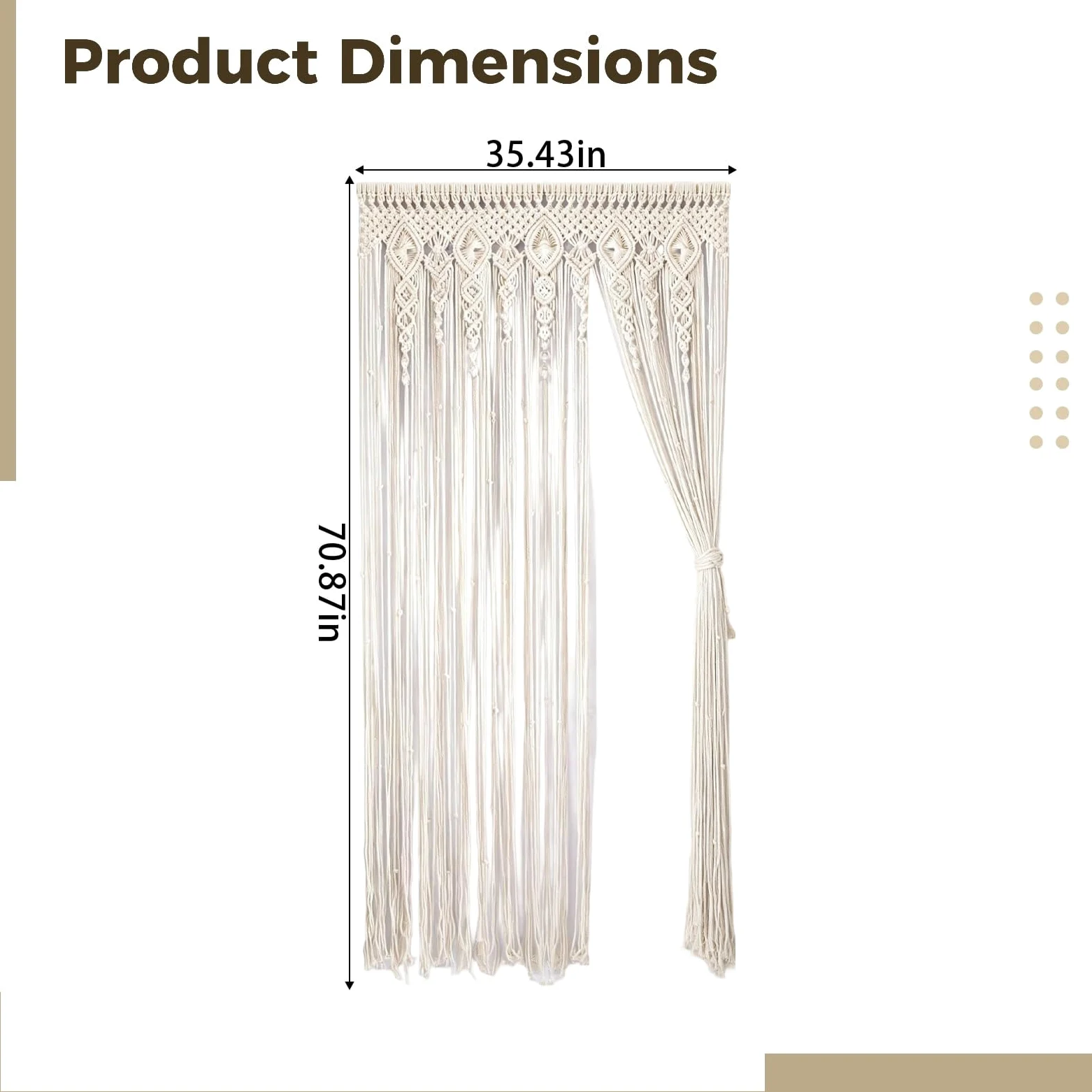 Rideau bohème en macramé en coton tissé à suspendre au mur - 90 x 180 cm - Pour porte, toile de fond de mariage et décoration d'intérieur