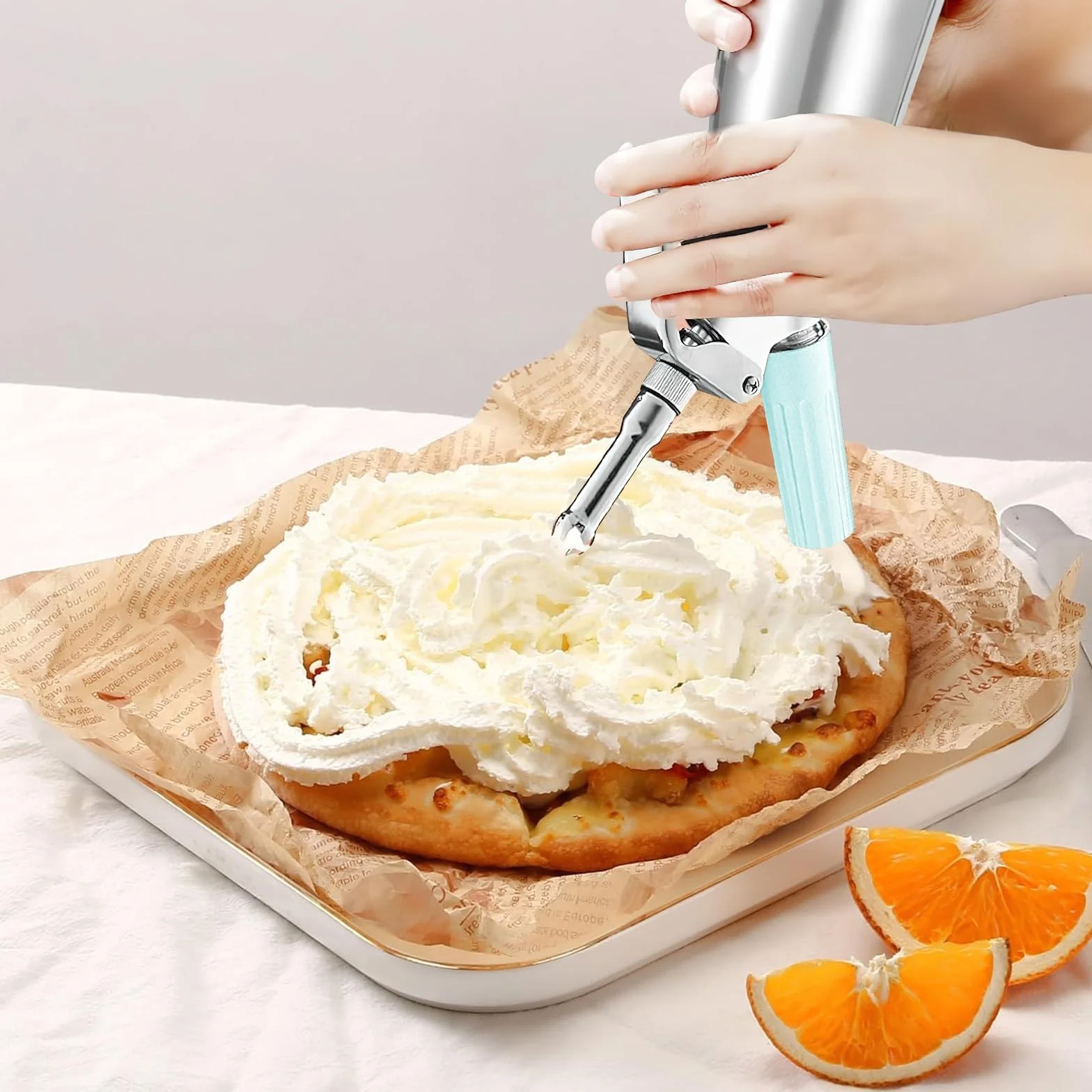 Siphon à Chantilly en Aluminium 500 ML, Distributeur de Crème Fouettée avec 3 Douilles INOX