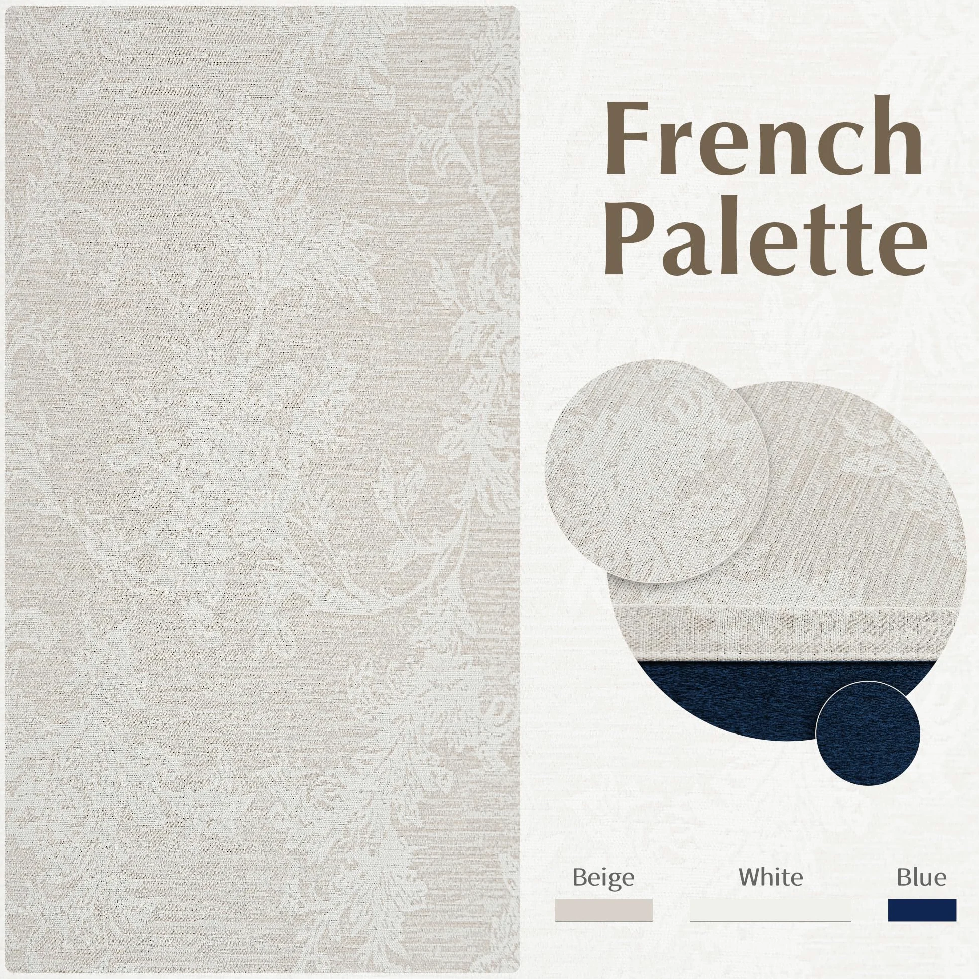 Fmfunctex Lot de 2 rideaux occultants en tissu chenille à œillets pour salon et chambre à coucher Motif floral beige 229 cm